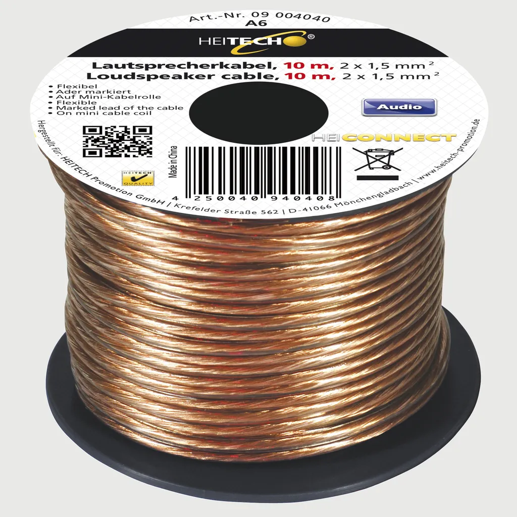 Cavo Altoparlanti 10m 2x2,5 mm² | Audio Hi-Fi Alta Qualità Rame