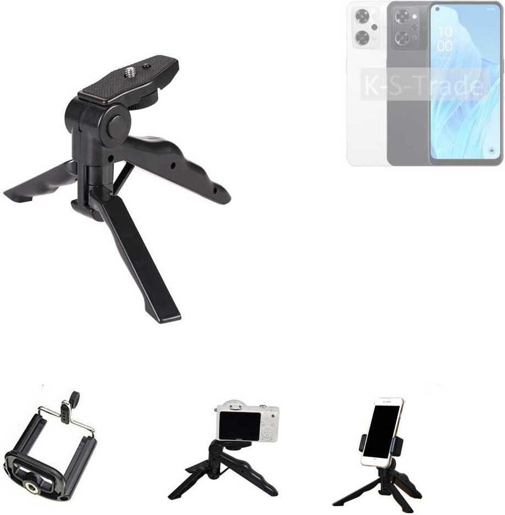 K-S-Trade Stativ Tisch-Ständer Dreibein Handy-Stativ Ständer kompatibel mit Oppo Reno9 A Mini-Stativ Smartphone Tripod Handy-Stativ aus Plastik
