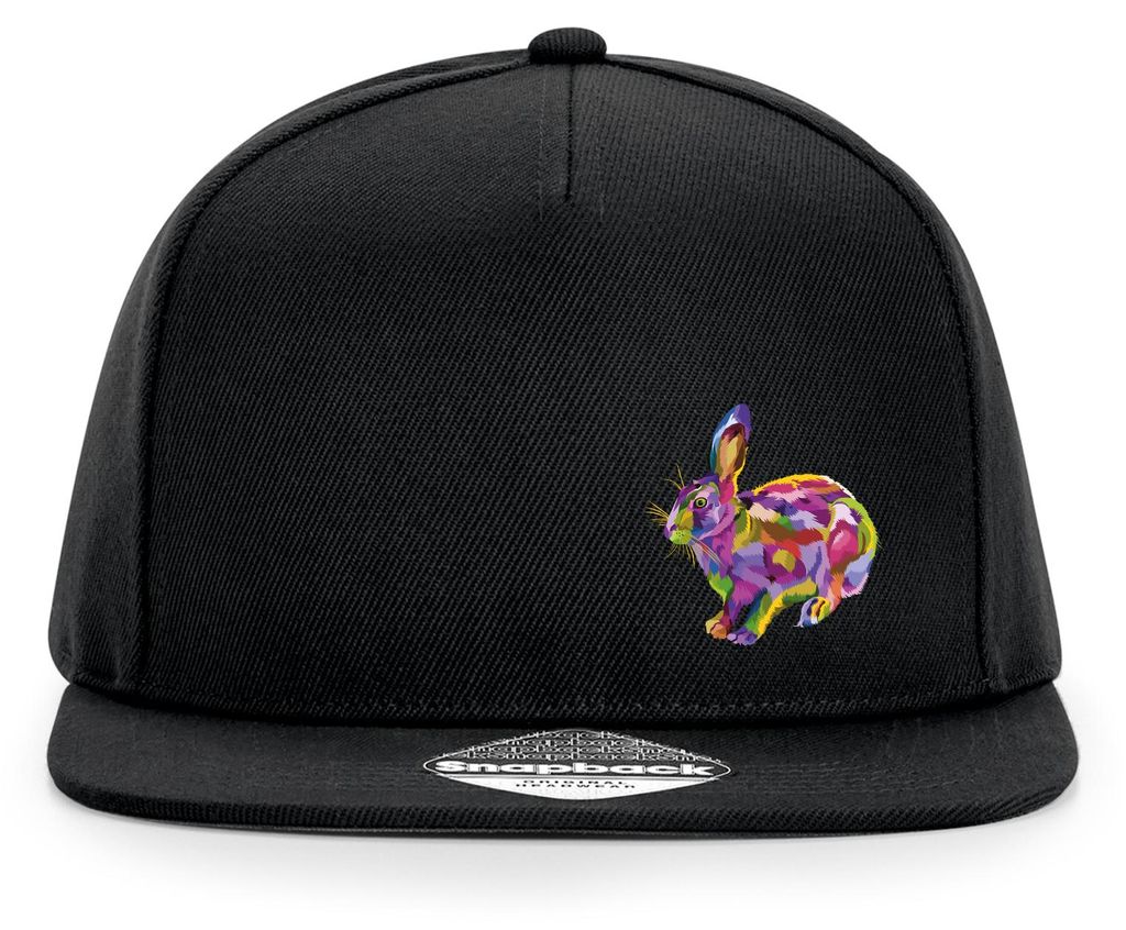 Huuraa Cappy Mütze Hase Colorful Black Polyester Snapback Kappe Geschenkidee