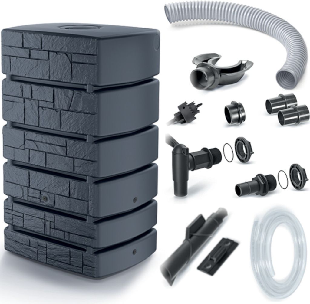 Set Turmstein 500L Regenwassertank + Anschlusskit für Produktbild 