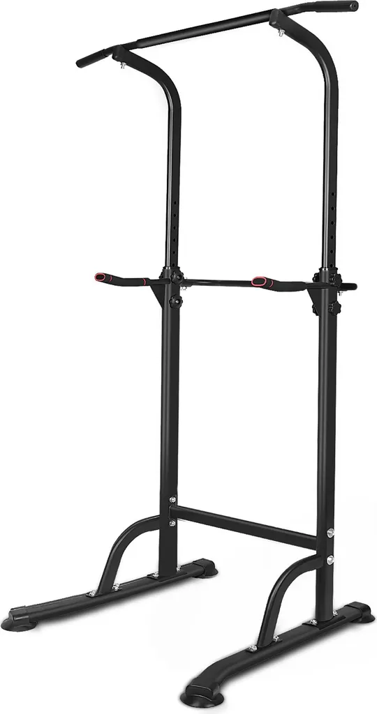 OKWISH Barre de Traction Dips Power Tower en Métal Noir Robuste Fitness