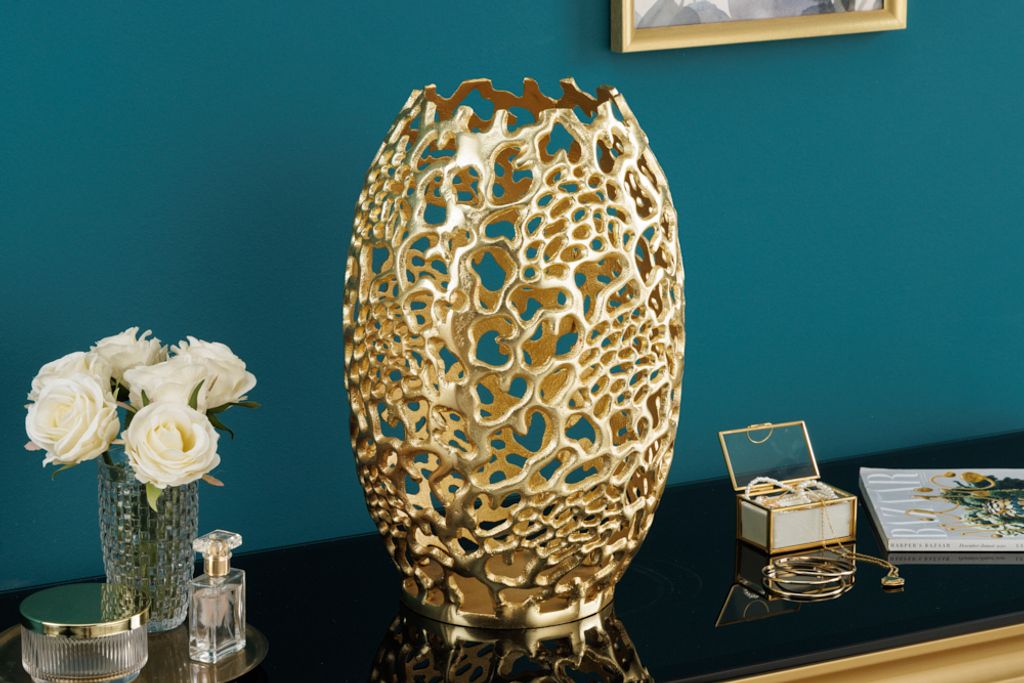 riess-ambiente Filigrane Design Vase ABSTRACT LEAF gold Produktbild 3