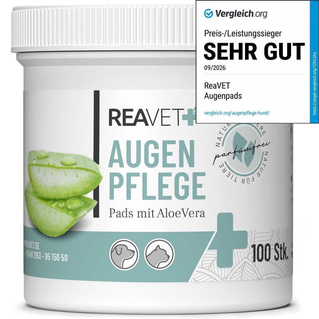 REAVET Augenpflege Hund 100 Stück – Augenpads Hund I Produktbild 