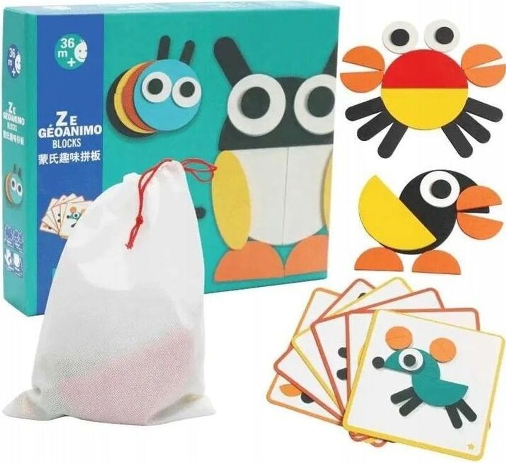 Holzholz Puzzle Geometrische Logische Figuren Montessori Produktbild 