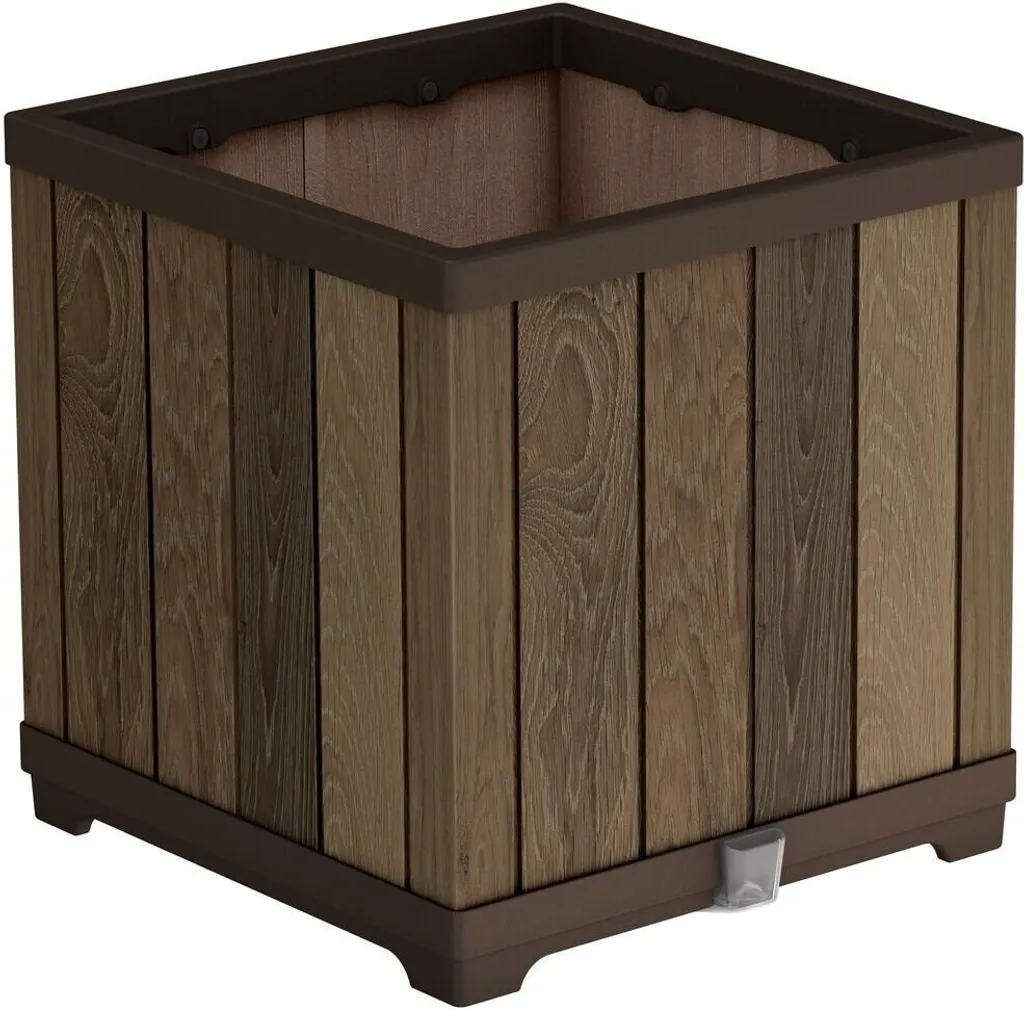 Keter 261031 Fioriera Garden Planter Walnut 45x45x45cm Design Noce
