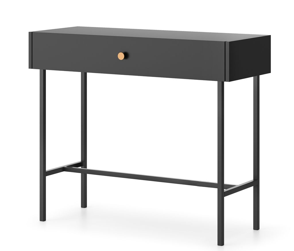 AX LIVING Tisch mit Schubladen Dinley 93 cm Schwarz auf Metallgestell