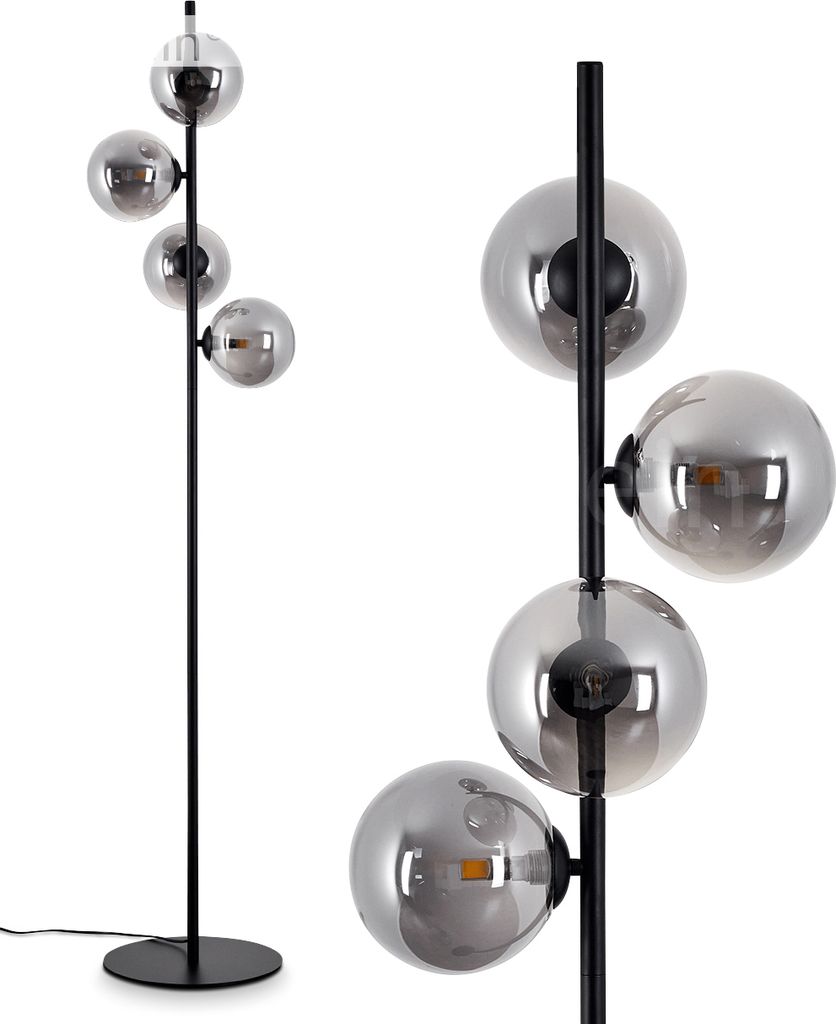 Garaguso »Garaguso« moderne Stehlampe aus Metall/Glas in Schwarz/Rauchfarben