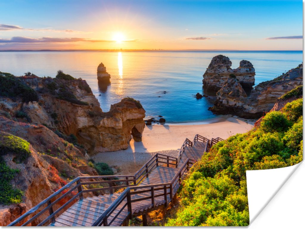 MuchoWow Poster Strand - Meer - Portugal 40x30 cm - Plakate für die Wände - Poster Wohnzimmer