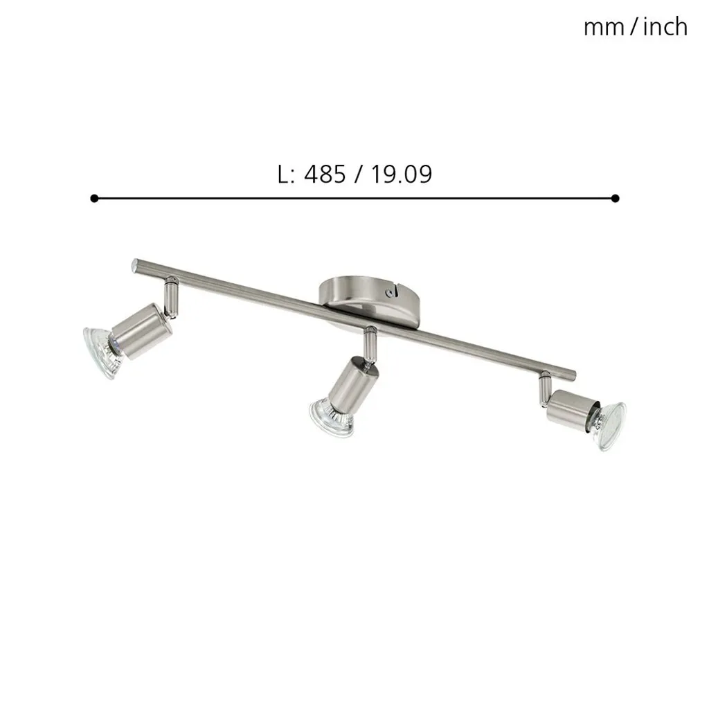 Plafonnier LED BUZZ-LED 3 spots design moderne en acier brossé 48cm