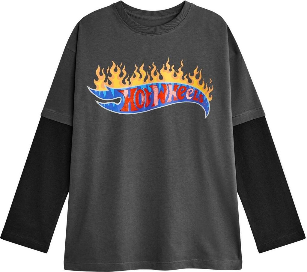 Hot Wheels - T-Shirt für Jungen Langärmlig NS8702 (116) (Grau)