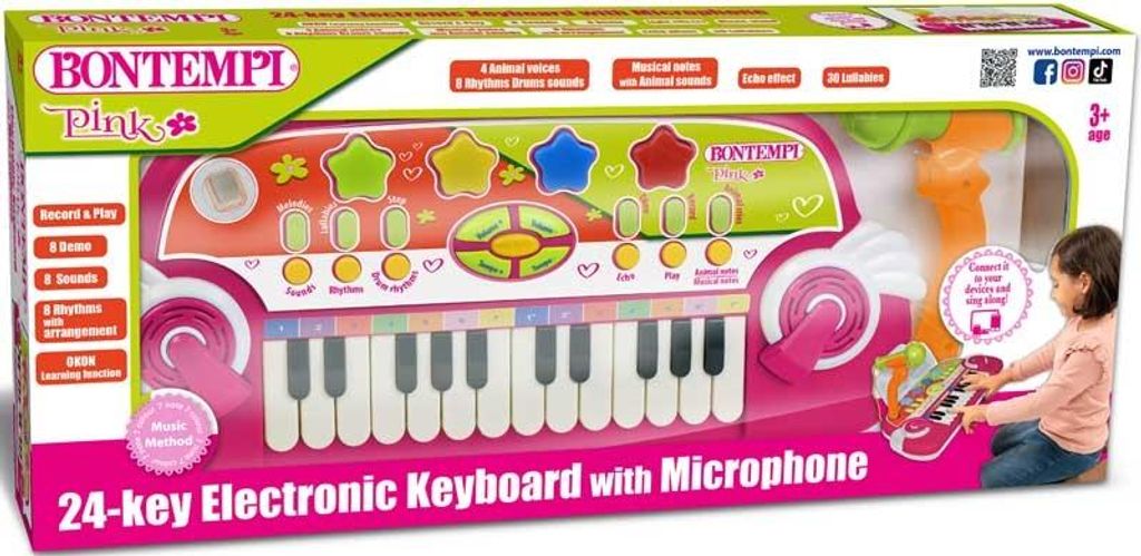 Bontempi Keyboard Spielzeug 24 Tasten mit Mikrofon Musikspa