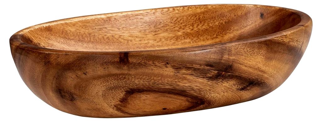 Ovales Holztablett aus Akazie 25x15cm - Obstschale, Deko und Aufbewahrung