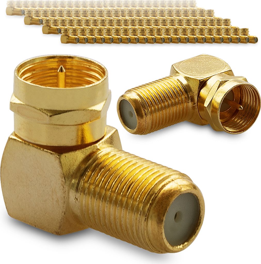 SAT F-Winkelstecker Winkel Adapter 90° Vergoldet 100 Winkeladapter Stecker Kabel