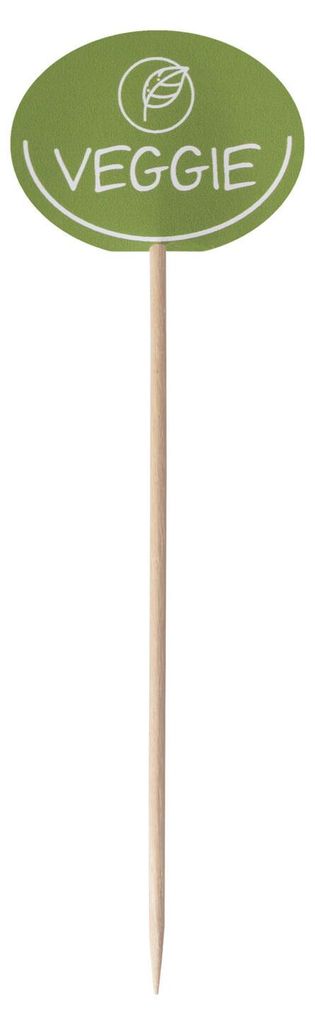 100x Kennzeichnungspicker Deko-Picker "Veggie" 12 cm grün Produktbild 