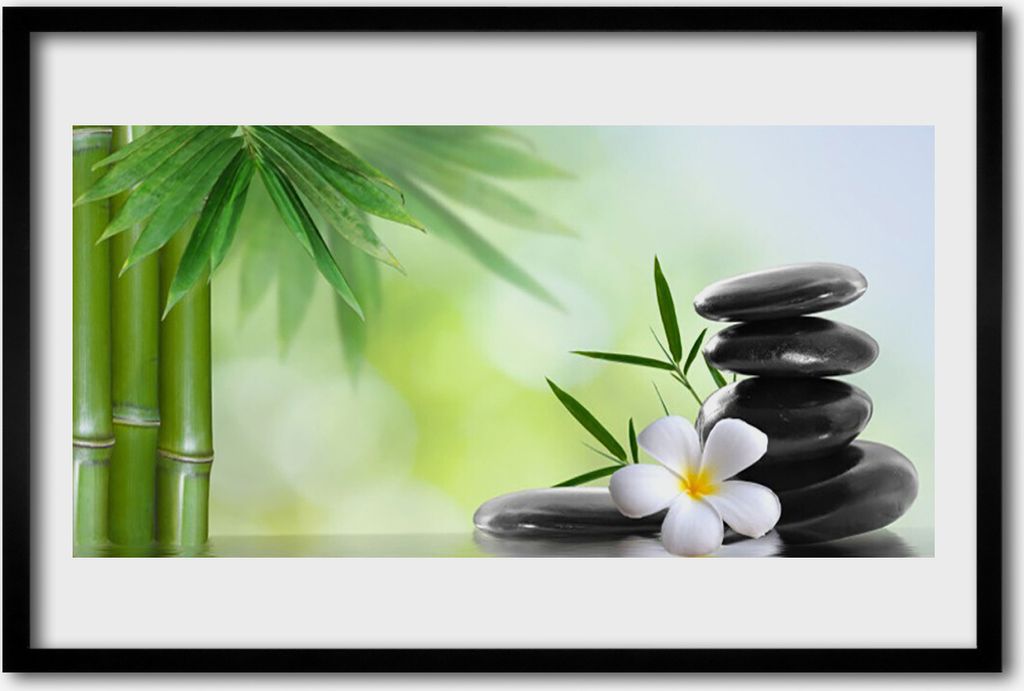 Bild 60x40 MDF-Rahmen Wandkunst Bambus Stängel Blume Pflanze