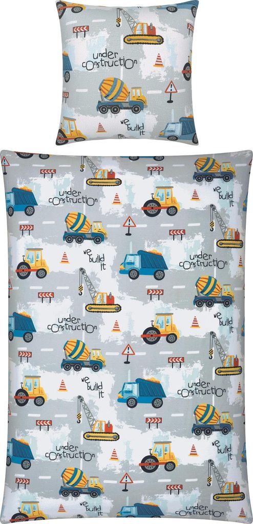 REDBEST Kinder-Bettwäsche grau 1x 135x200 cm + 1x 80x80 cm Produktbild 