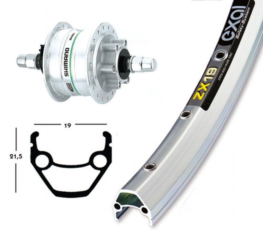 Winora V-Rad 28x1.75 DH3D32 6L.silb.Starr 36L Exal ZX 19 silber.Niro-Spei.