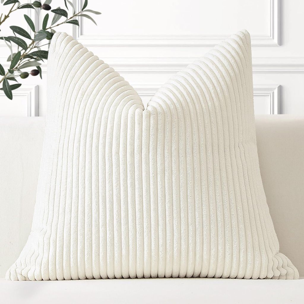 Kissenbezug aus Cord, dekorativer Kissenbezug, Sofakissen, 60 x 60 cm, beige