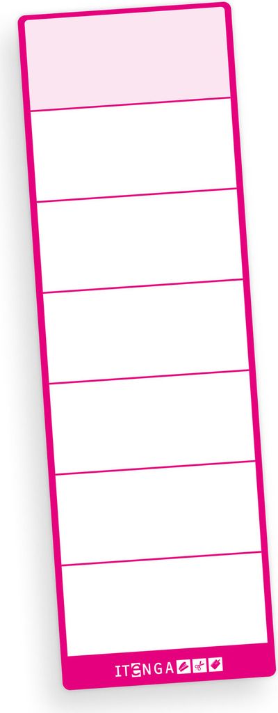 itenga 100x Ordneretikett PINK Rückenetikett zum Aufkleben 6,0 x 19,0 cm aus Haftpapier