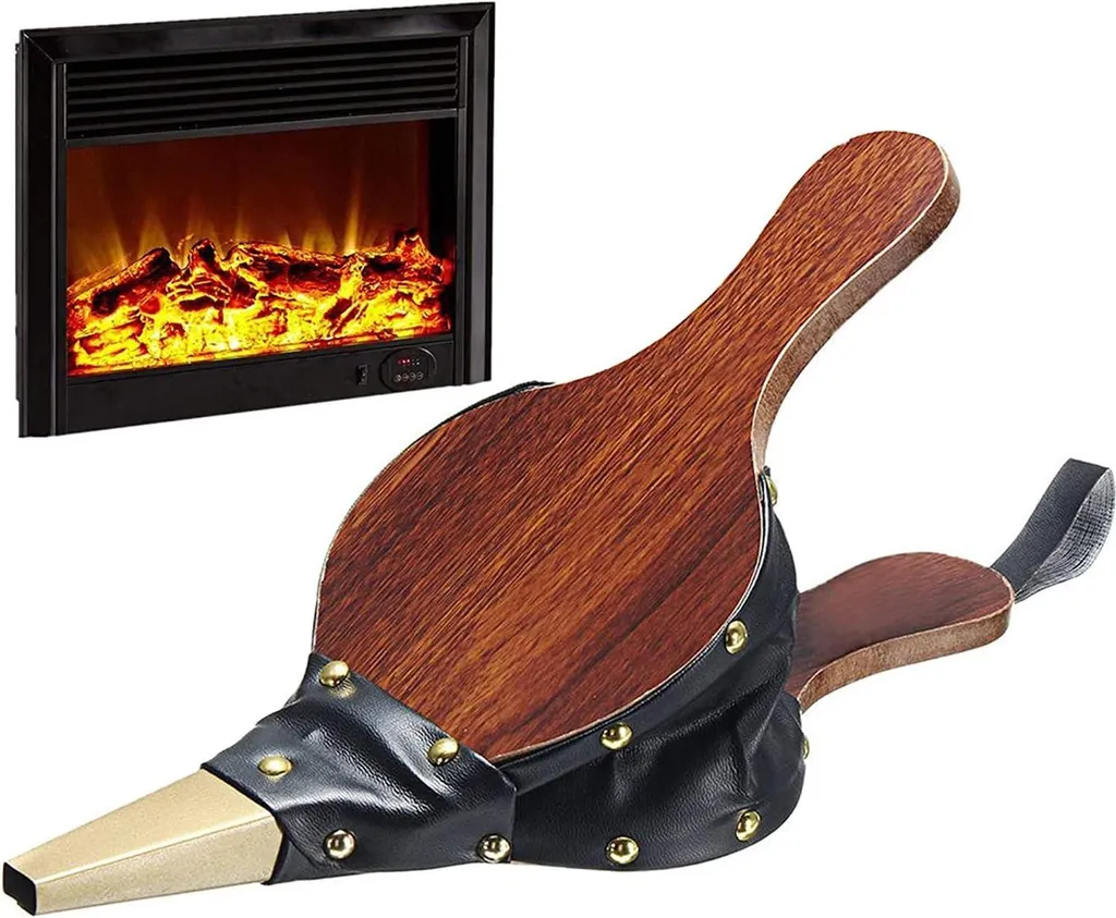 Soufflet de cheminée manuel en bois naturel pour foyer et grillade extérieure