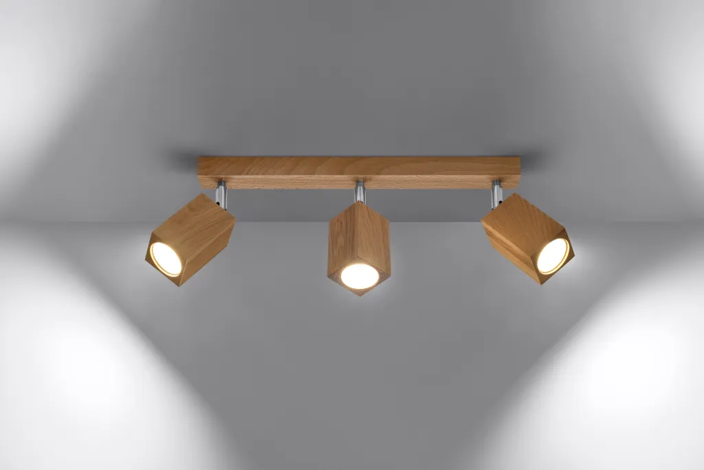 Lampada Soffitto Sollux KEKE 3 Legno Rovere 45cm 3xGU10 Qualità - 10