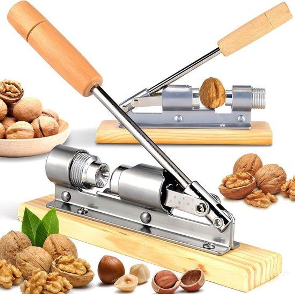 Handmatige Retro Houten en Stalen Notenkraker mit Houten Handgriff für Walnüsse, Hazelnüsse und Macadamia Nüsse