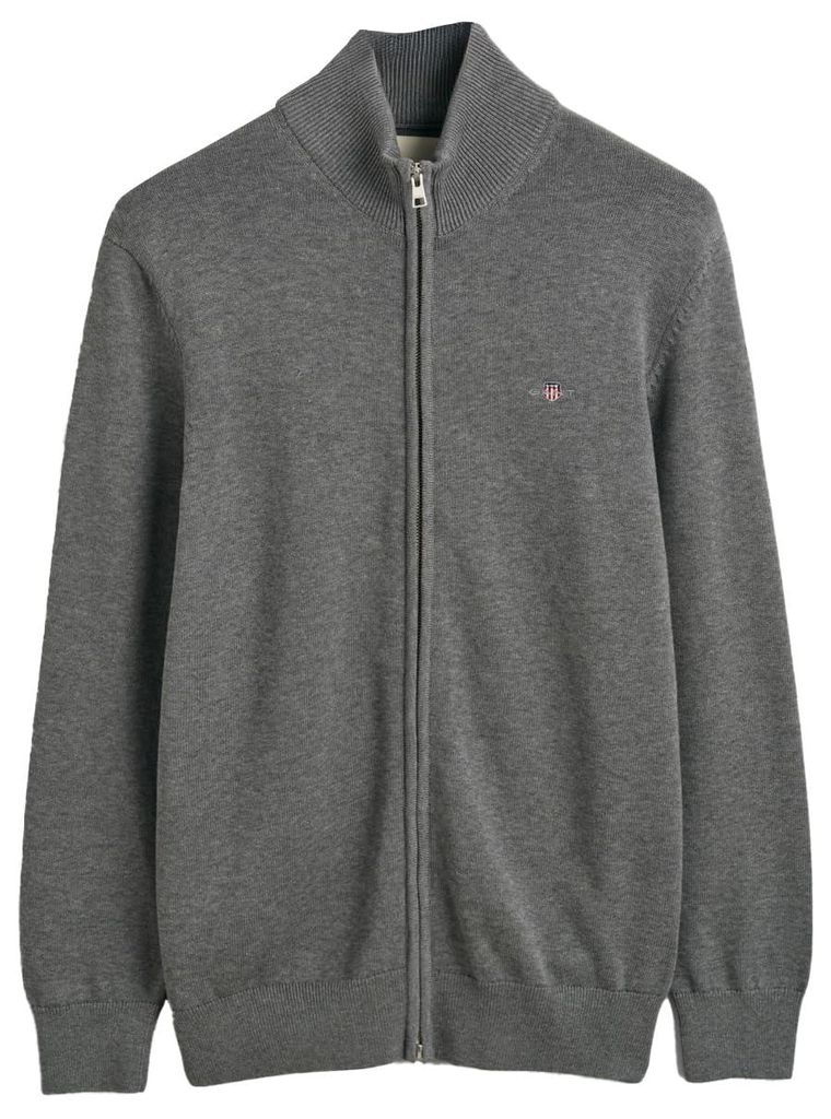 Gant Herren Baumwolle Pique Zip Cardigan Strickjacke, Denim Produktbild 