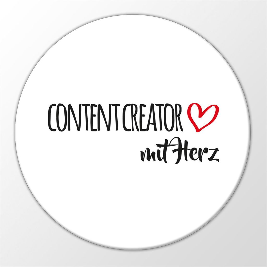 Huuraa Magnet Content Creator mit Herz 59mm Kühlschrankmagnet rund Flaschenöffner Geschenkidee