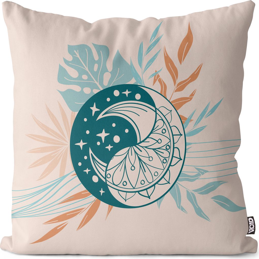 VOID Yoga Blumen Mandala Mond Kissenbezug Kissenhülle Polyester wasserfest Outdoor Indoor