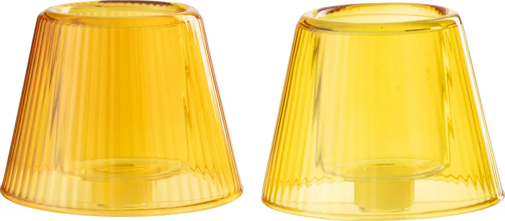 Bougeoir en Verre pour Ambiance Chaleureuse Jaune et Orange - Lot de 2