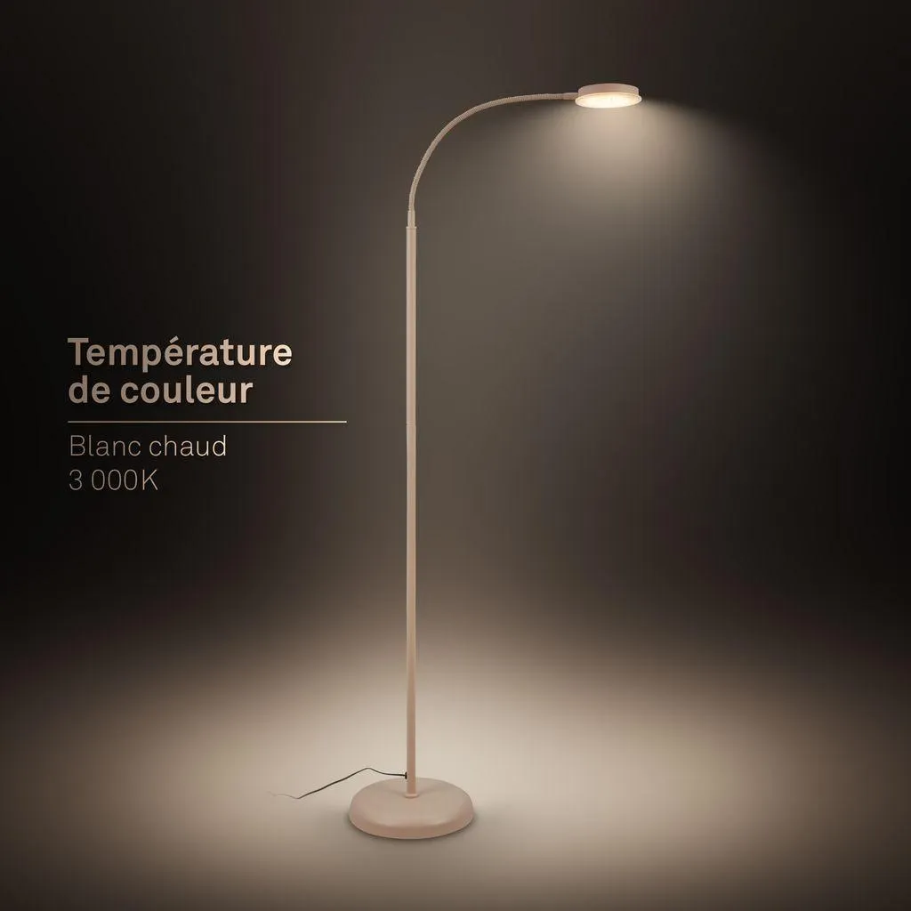 Lampadaire tactile orientable beige, lampe sur pied variable LED