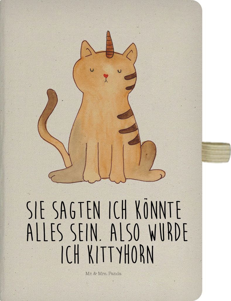 Mr. & Mrs. Panda Kladde Einhorn Katze - Transparent - Geschenk, Adressbuch, Notizbuch DIN A5, Glitzer, Unicorn, Journal, Mieze, Regenbogen