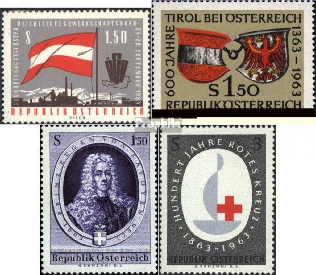 Briefmarken Österreich 1963 Mi 1132,1133,1134,1135 Produktbild 