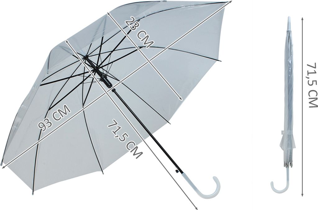 Ombrello Trasparente Leggero 220g Autoschiudente 8 montanti Immagine del prodotto 