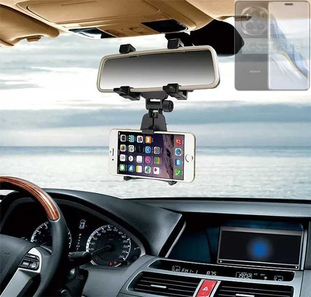 K-S-Trade Smartphone Halterung kompatibel mit Honor Magic6 Pro Rückspiegel Halterung schwarz Auto Halterung KFZ Halter