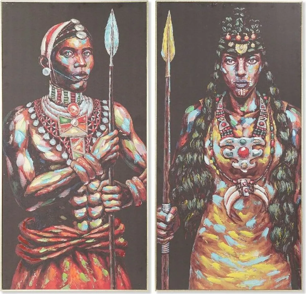 Décoration Murale Toile Africaine 120cm Lot de 2 Tableaux DKD Home Decor