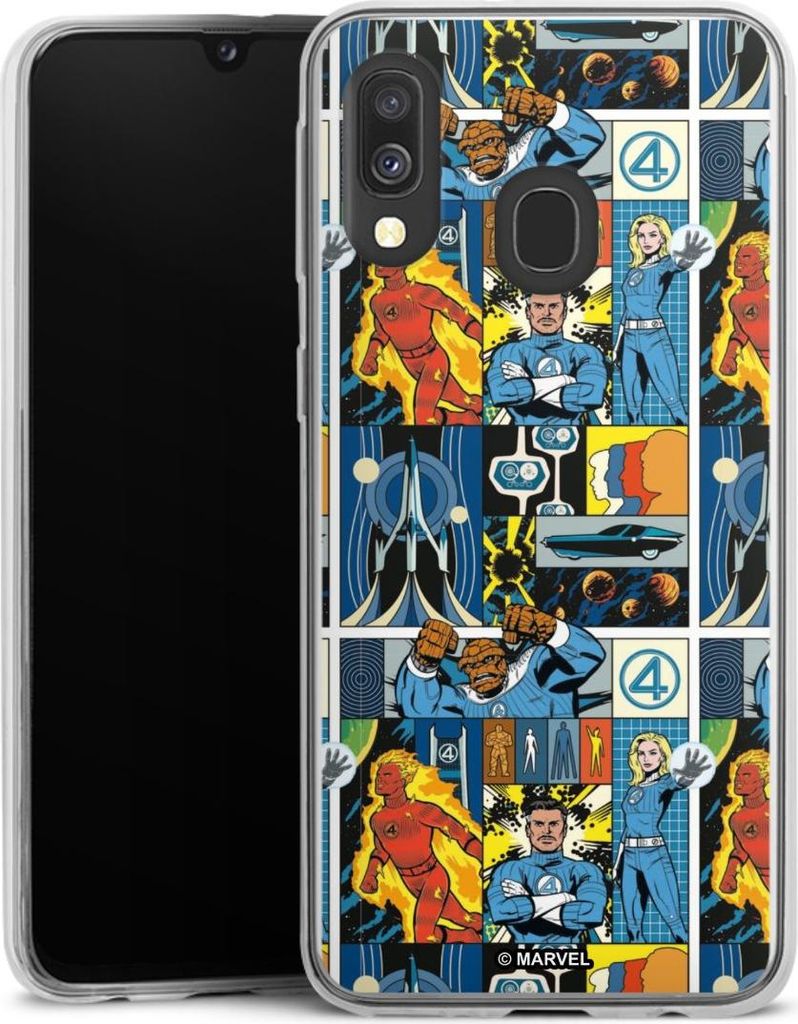 DeinDesign Slim Hülle für Samsung Galaxy A40 Silikon Case Ultra Dünn Handyhülle Offizielles Lizenzprodukt Marvel The Fantastic Four