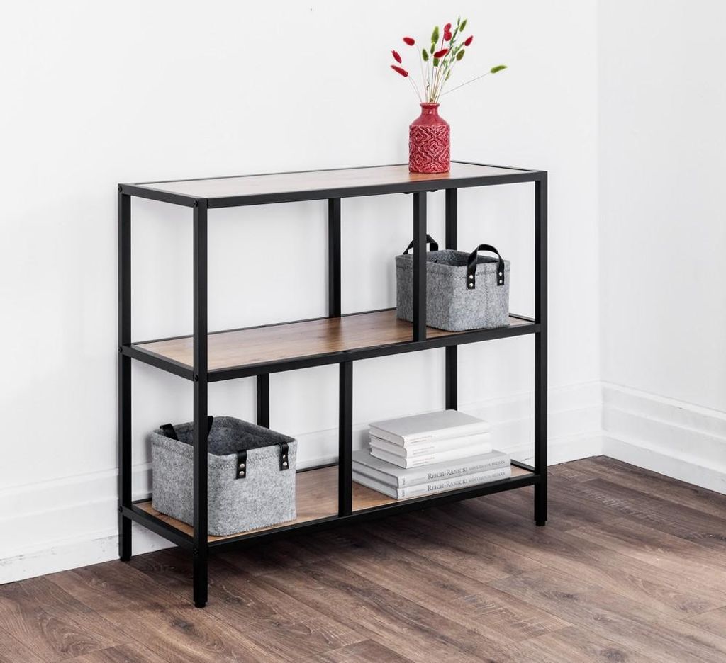Wohnzimmerregal, ca. 83 x 34 x 80 cm - Braun/Schwarz