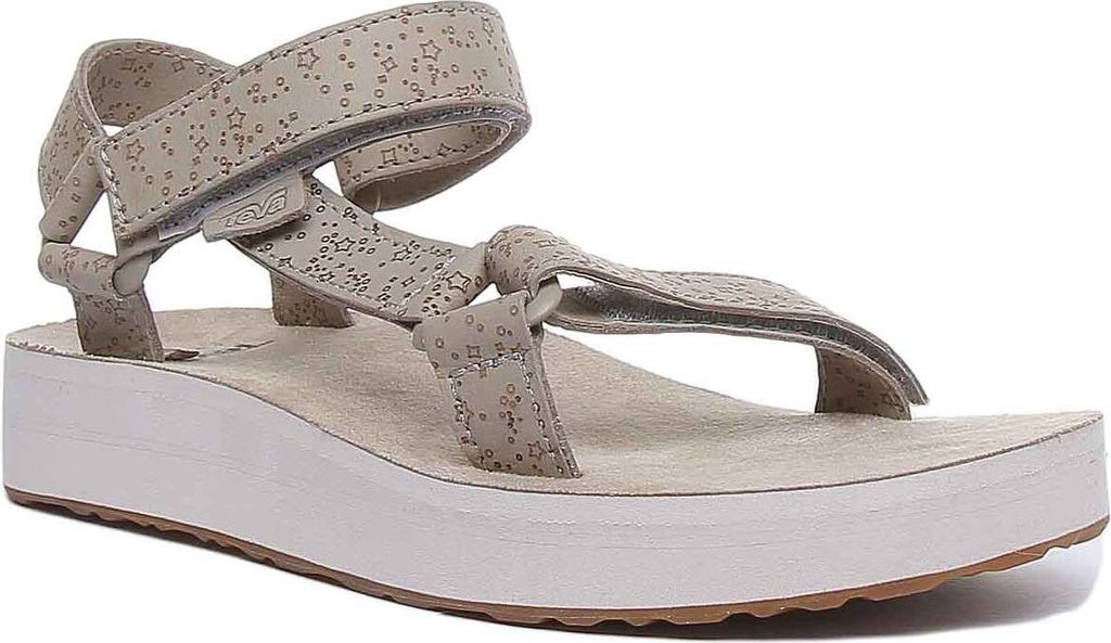 Teva Midform Universal Knöchelriemen-Ledersandale für Frauen in Taupe (37; Hellbraun)