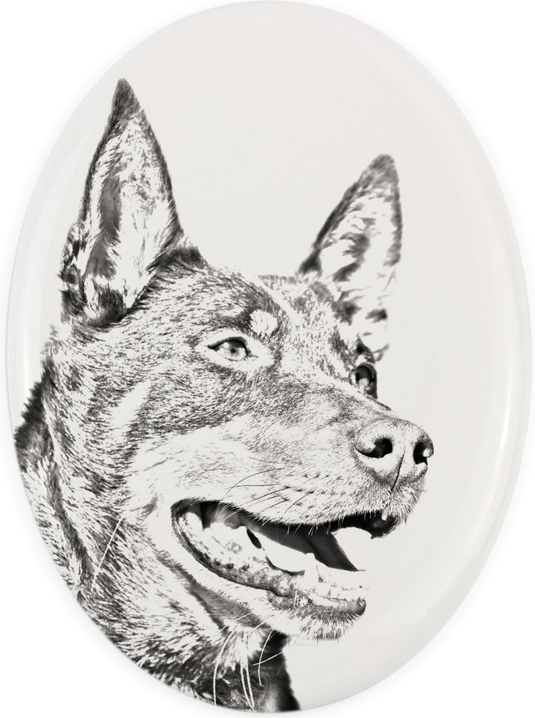 Australian Kelpie, Australischer Schäferhund, Barb - Gedenktafel mit einem Foto eines Hundes, Grabplatte mit Druck, personalisierte ovale Platte d...