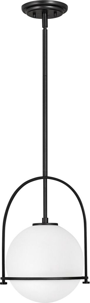 Hängeleuchte Metall Glas rund Ø 28,9 cm H: max. 129,4 cm Schwarz Weiß E27 Kugel Schirm Vintage Design