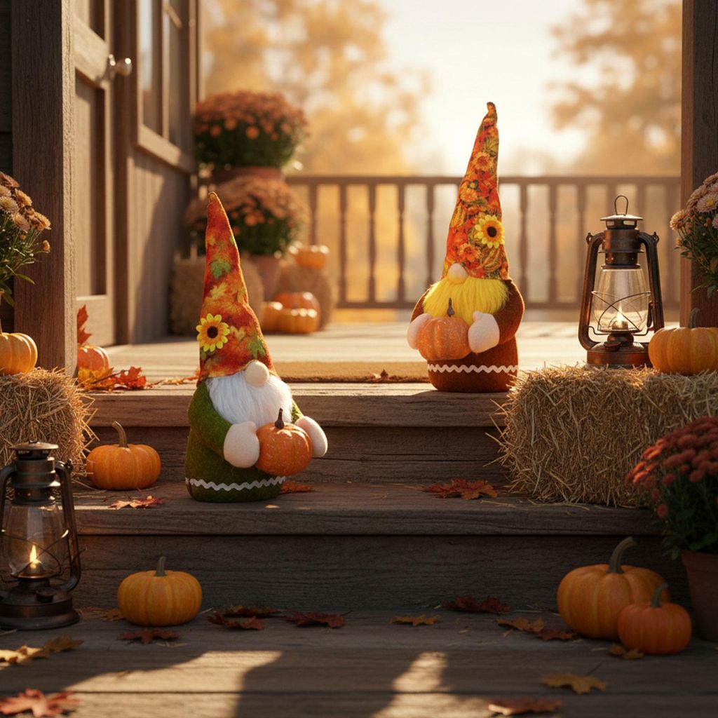 Herbstdekoration - Skandinavischer Gnom mit Kürbis - Herbst & Halloween - Textildekoration - 35 X 13 X 13 Cm - 2 Designs, davon zufällig 1 Stück...