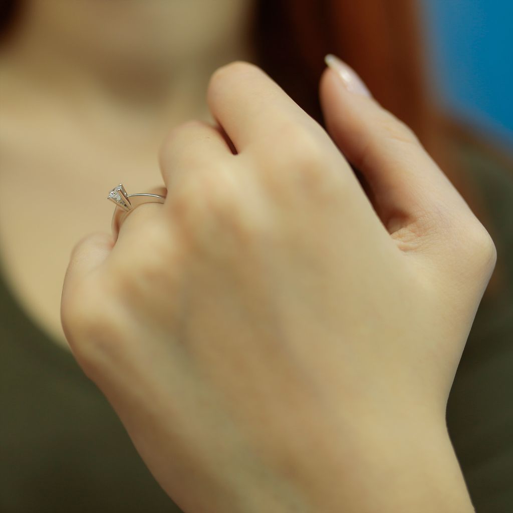 0,18 Carat Diamant Solitär Ring Meisterwerk 14 Karat Weißgold