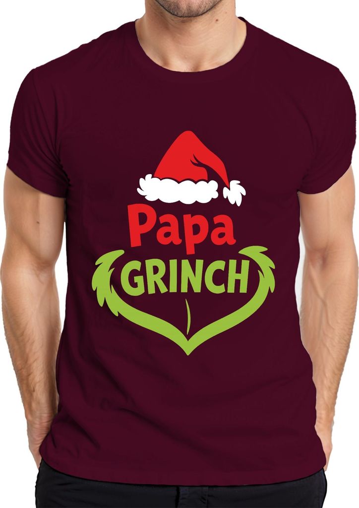 Papa Grinch Weihnachten Lustig Weihnachtsgeschenk Vater Geschenk Herren T-Shirt, Burgundy, M