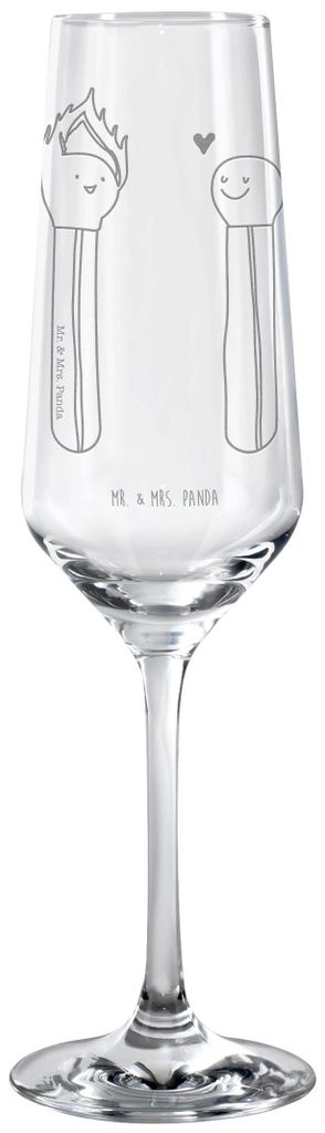 Mr. & Mrs. Panda Glas Streichhölzer - Transparent - Geschenk, Liebesbeweis, Sektflöte, Champagnerglas, Sektglas mit Gravur, graviert, Liebesgesch...