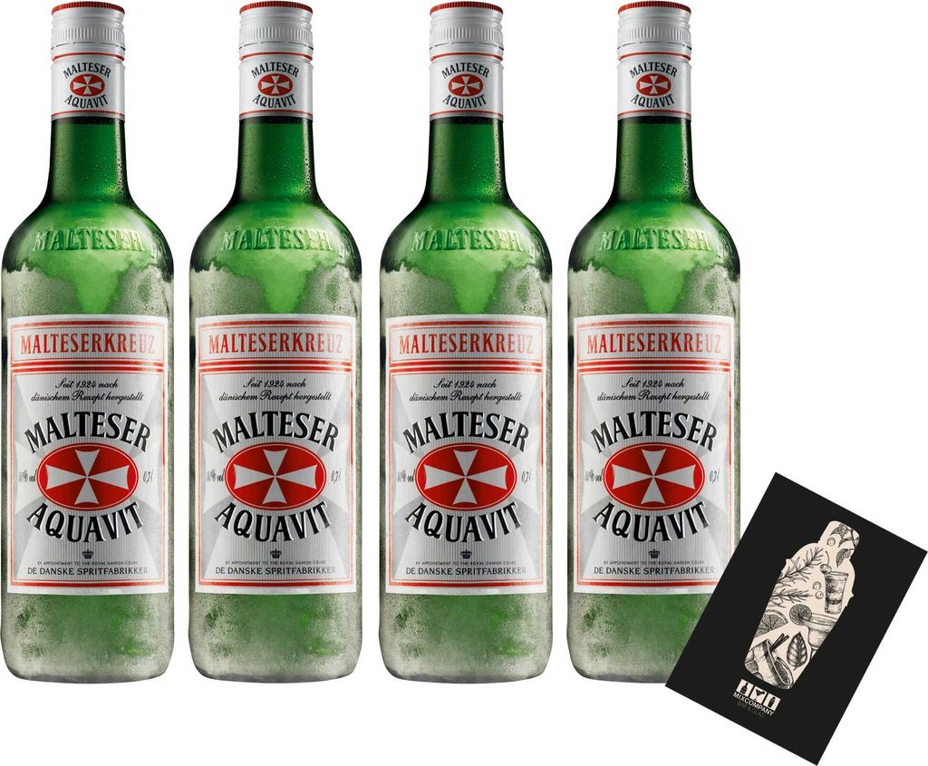 Malteser 4er Set Aquavit 4x 0,7L (40% Vol) Malteserkreuz Produktbild 