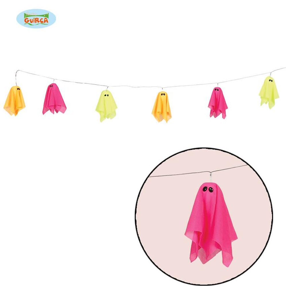 Bunte LED-Geister Deko in Orange-Pink-Grün, ca. 180 cm Produktbild 