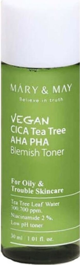 Mary&May - (Mini) Vegan CICA Tea Tree AHA PHA Blemish Toner, 30ml