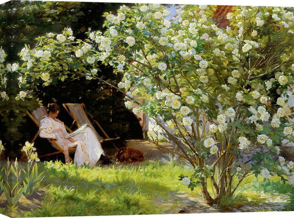 Leinwandbild - Peder Severin Kroyer, Seated in the garden of roses – 70x50 cm