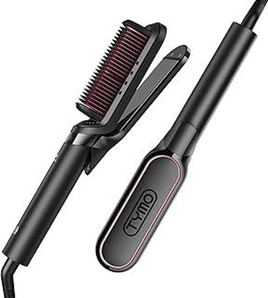 TYMO Glätteisen Haarglätter Bürste - 2 in 1 Glätteisen Locken und Glätten, Ionen Keratin Glättbürste für Schnell einen Seidig Glattes Haar ...